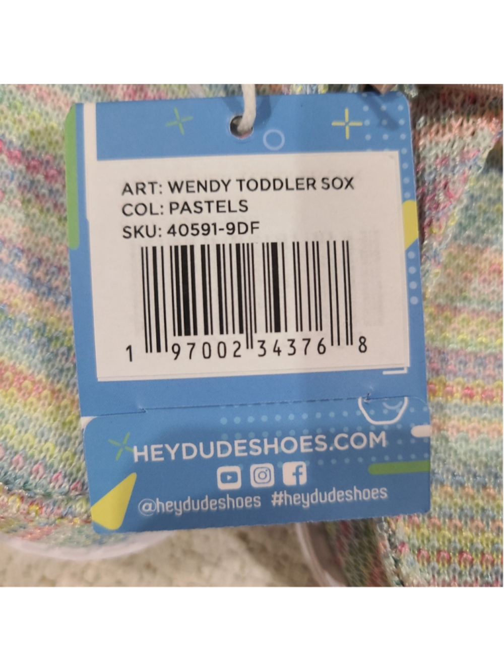 NEW Hey Dude size 10 Toddler Pink Wendy Stretch Sox Moc Shoes Pastel Rainbow - Picture 11 of 11